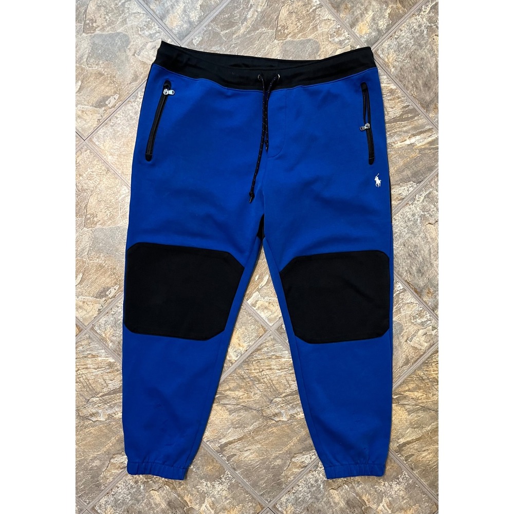 Polo Ralph Lauren Joggers Men XL Blue Black RL67 Graphic Tech Fleece Sweatpants